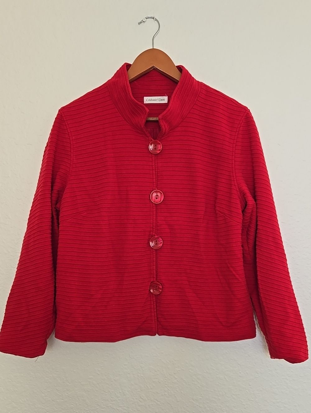 Coldwater Creek Women’s  Red Ribbed Button Lined Jacket